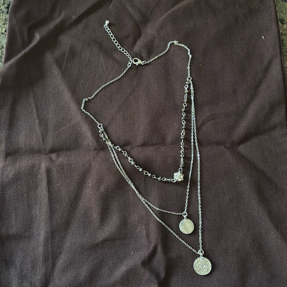 3 chain silver necklace